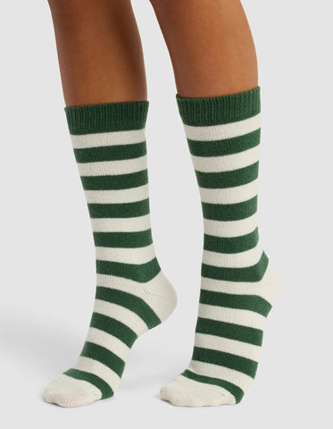 Striped Plush Lounge Calf Sock - Last Chance