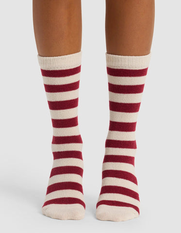 Striped Plush Lounge Calf Sock - Last Chance