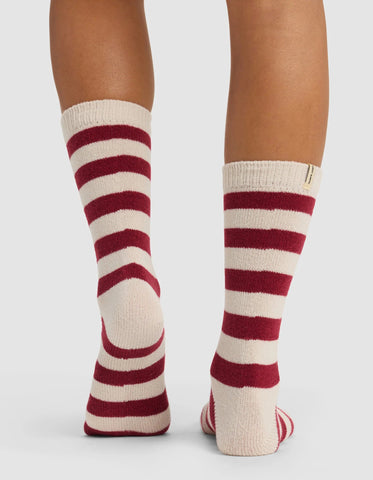 Striped Plush Lounge Calf Sock - Last Chance