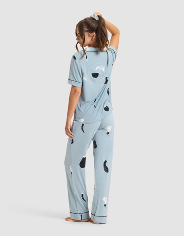 Women's Bamboo Stretch-Knit Short Sleeve & Pant Pajama Set - Last Chance