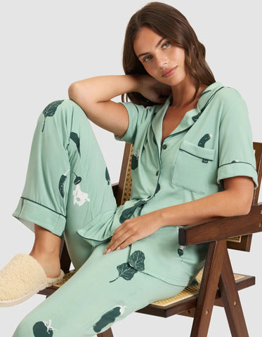 Women's Bamboo Stretch-Knit Short Sleeve & Pant Pajama Set - Last Chance