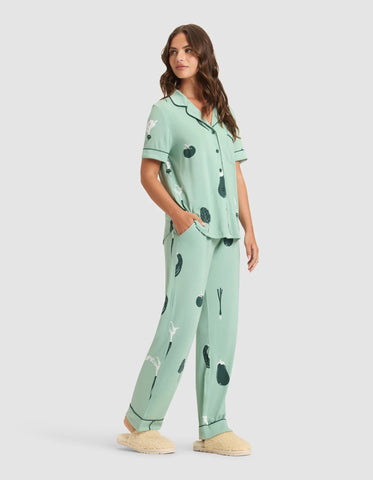 Women's Bamboo Stretch-Knit Short Sleeve & Pant Pajama Set - Last Chance