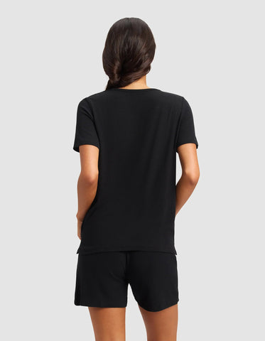 Women’s Bamboo Rib-Knit Short Sleeve Lounge Top - Last Chance