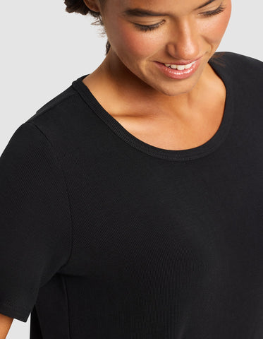 Women’s Bamboo Rib-Knit Short Sleeve Lounge Top - Last Chance