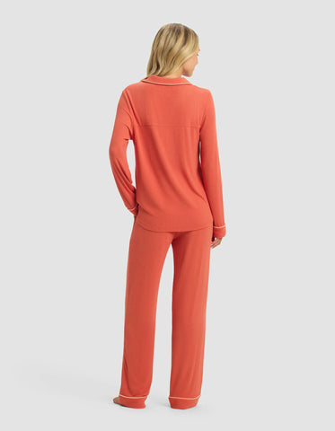 Women's Bamboo Rib-Knit Classic Long Sleeve Pajama Set