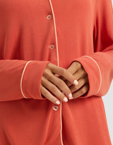 Women's Bamboo Rib-Knit Classic Long Sleeve Pajama Top
