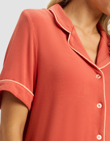 Women's Bamboo Rib-Knit Classic Short Sleeve Pajama Set