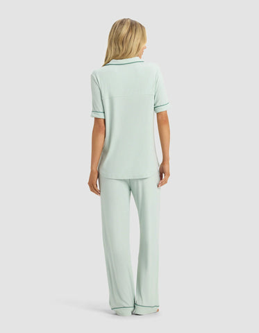 Women's Rib-Knit Classic Short Sleeve & Pant Pajama Set