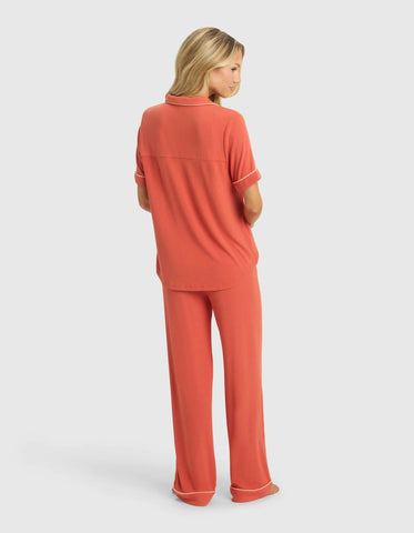 Women's Rib-Knit Classic Short Sleeve & Pant Pajama Set