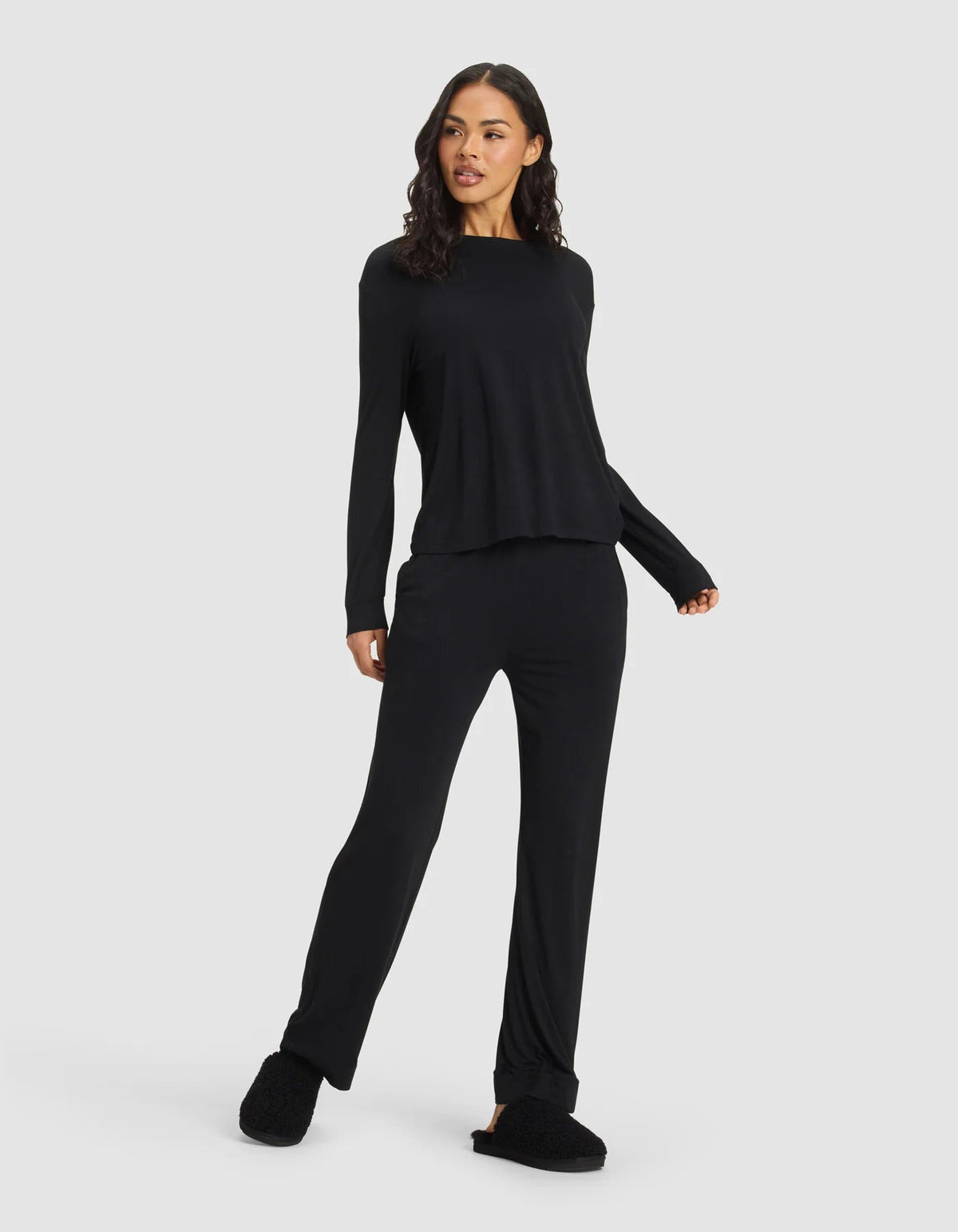 Women's Bamboo Stretch-Knit Long Sleeve Lounge Tee & Pant Set