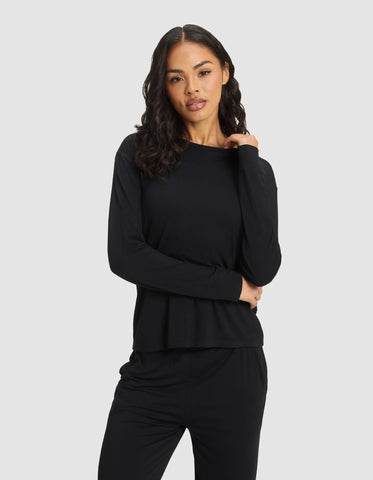 Women's Bamboo Stretch-Knit Long Sleeve Lounge Tee & Pant Set