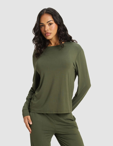 Women's Bamboo Stretch-Knit Long Sleeve Lounge Tee
