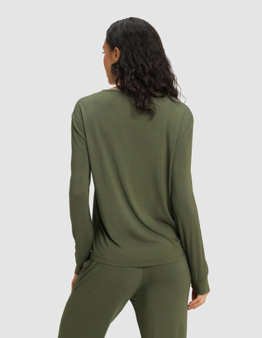 Women's Bamboo Stretch-Knit Long Sleeve Lounge Tee & Pant Set