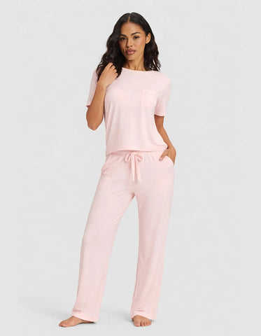 Women's Bamboo Stretch-Knit Lounge Tee & Pants Set