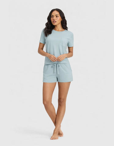 Women's Bamboo Stretch-Knit Lounge Tee & Shorts Set