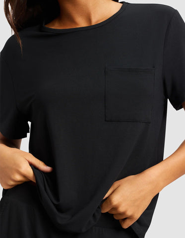 Women's Bamboo Stretch-Knit Lounge Tee & Shorts Set