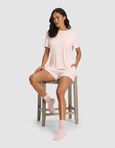 Women's Bamboo Stretch-Knit Lounge Tee & Shorts Set