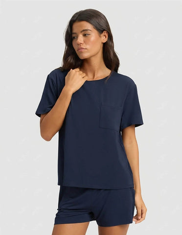 Women's Bamboo Stretch-Knit Lounge Tee & Shorts Set