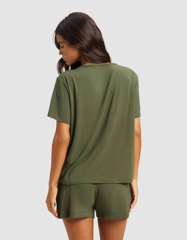 Women's Bamboo Stretch-Knit Lounge Tee & Shorts Set